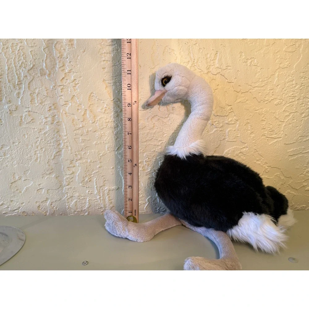 FAO Schwarz Ostrich Plush Kids 13 Inch Black White Realistic Stuffed Animal Toy